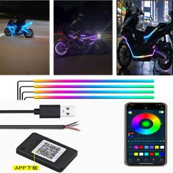 Kit de luces LED para bajos de motocicleta RGB con aplicación de efectos mágicos, 4 tiras, Android e iPhone.