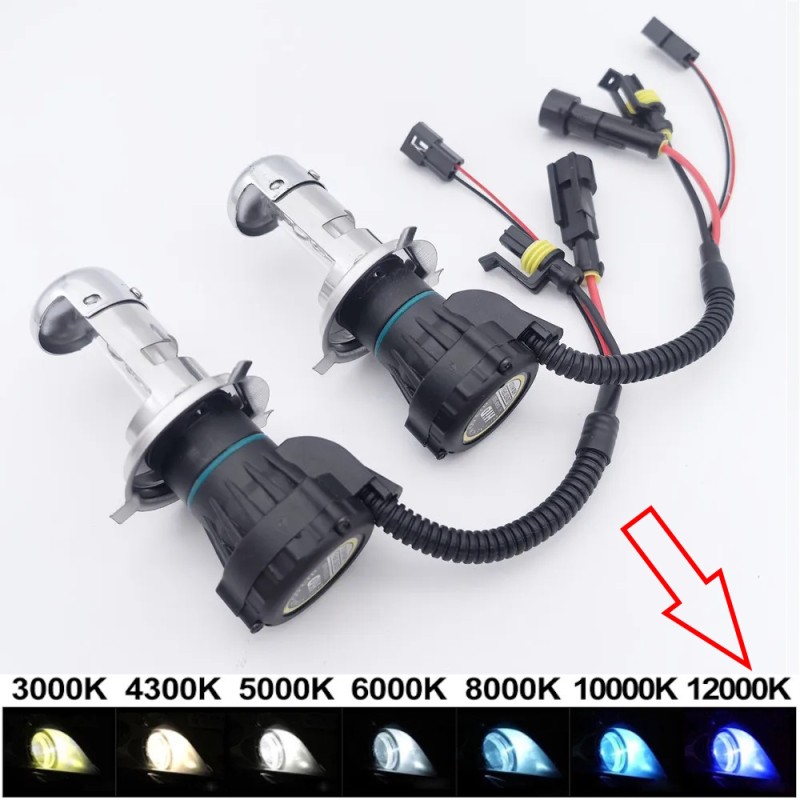 Par de bombillas de repuesto de xenón H4-3 Bi-Xenon de 55 W y 12000 K con conector AMP HID