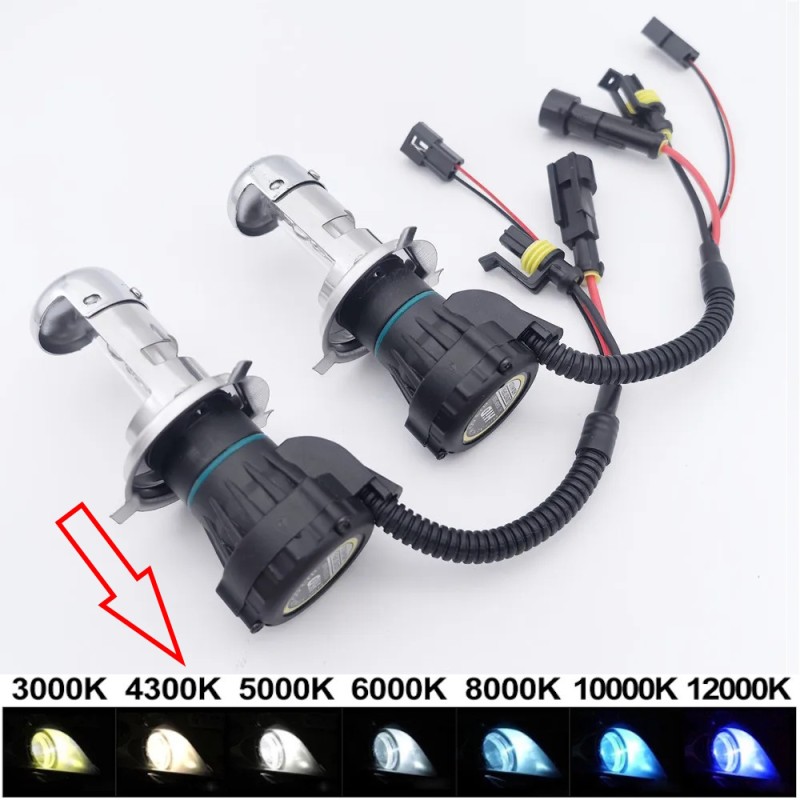 Par de bombillas de repuesto H4-3 Bi-Xenón de arranque rápido de 35 W y 4300 K con conector AMP HID