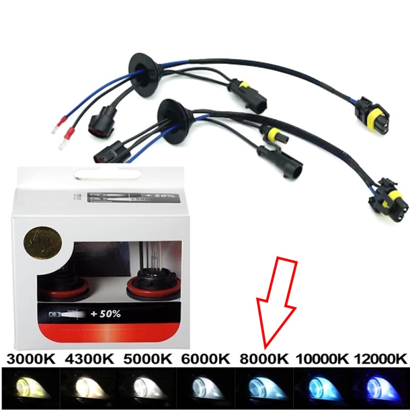 Pair of H7 55W 8000k Xenon Bulbs with Detachable Cable SUPER-LUX