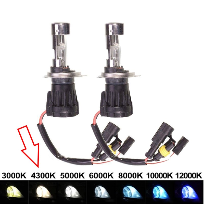 Par de bombillas de xenón H4-3 Bi-Xenon de 35 W y 4300 K de alta calidad con conector AMP HID.