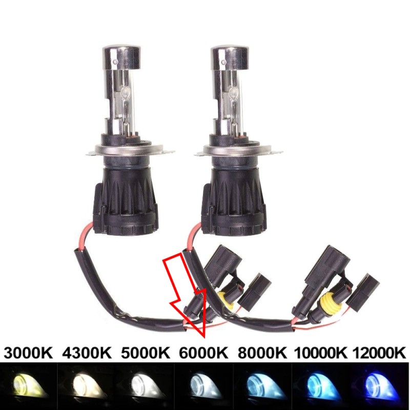 Par de bombillas de xenón H4-3 Bi-Xenon de 35 W y 6000 K de alta calidad con conector AMP HID.