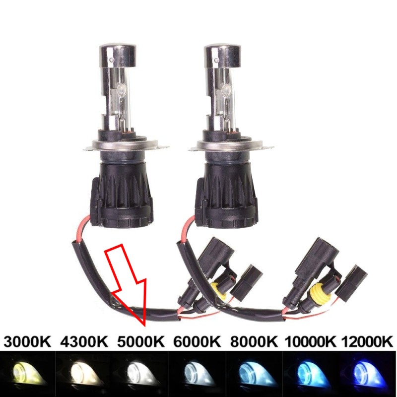Coppia Lampade Xenon H4-3 Bi-Xenon 35W 5000k Premium Quality Connettore AMP HID