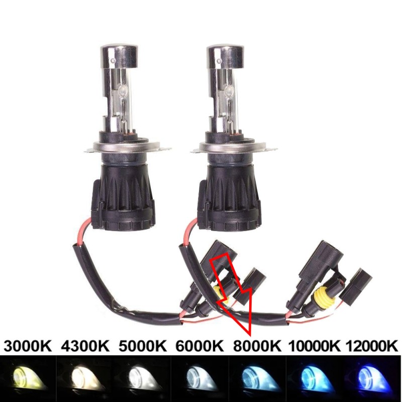 Coppia Lampade Xenon H4-3 Bi-Xenon 35W 8000k Premium Quality Connettore AMP HID