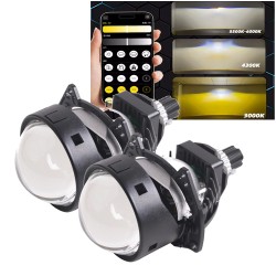 Proyector lenticular Bi-LED CAMALEONTE de 3 pulgadas y 60 W con unidad de control integrada y cambiador de color.