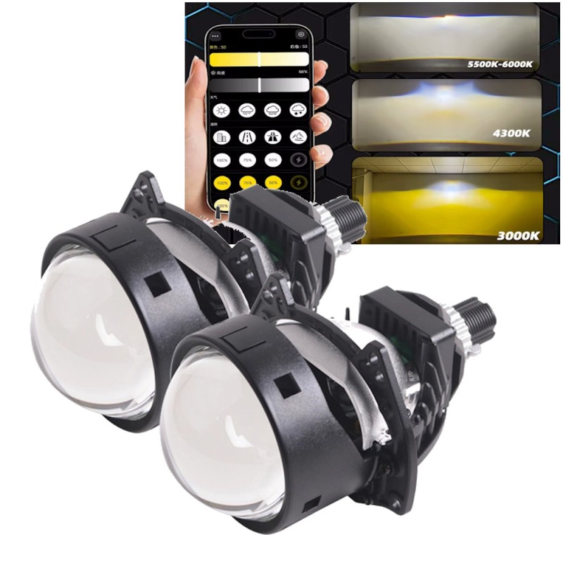 3-Inch CAMALEONTE Bi-Led 60W Lenticular Projector with Integrated Control Unit and Color Changer
