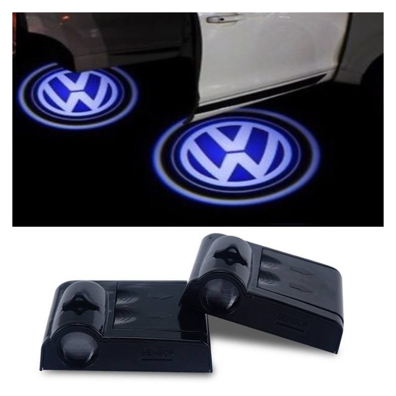 Proyector de logotipo LED Volkswagen Golf 2 para puerta con batería. Sin agujeros ni conexiones. Plug & Play.