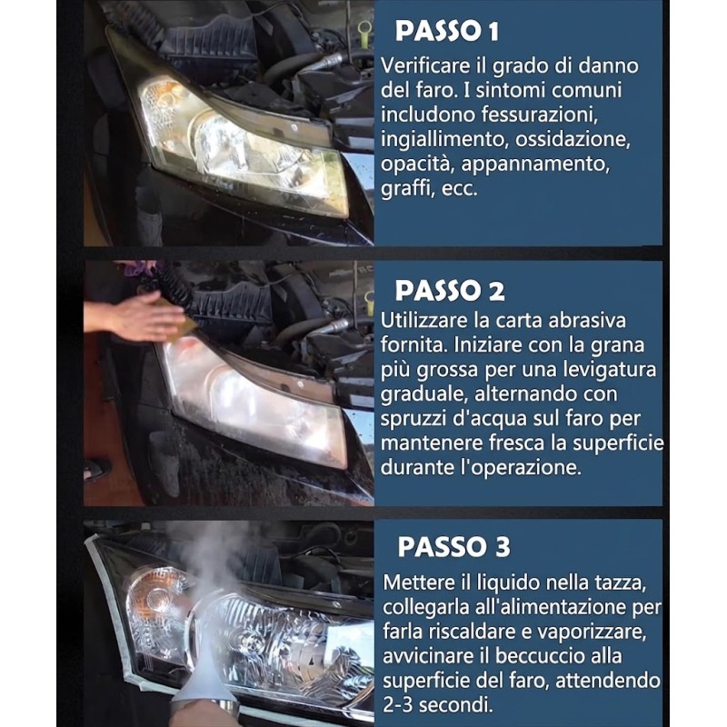 Cómo aplicarlo: Kit de regeneración de faros de 800 ml. Renueva el pulimento de faros con polímero líquido.