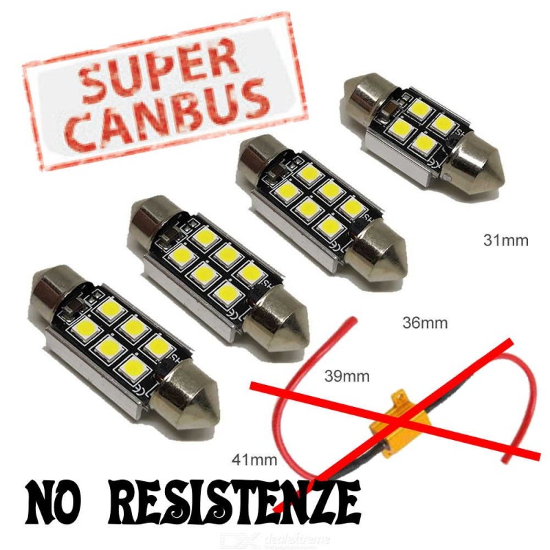 2 lampade LED siluro Festoon Super-CANBUS 5W – 36 mm