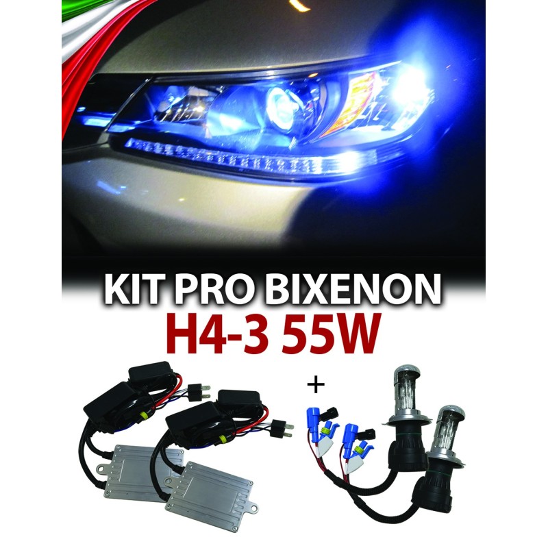 KIT BIXENON SLUX CANBUS H4-3 AUTO 55W AC+ FAST BULB 2-YEAR WARRANTY – 3000K · H4-3