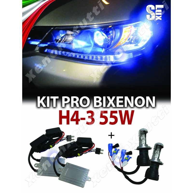 KIT BIXENON SLUX CANBUS H4-3 AUTO 55W AC+ FAST BULB 2-YEAR WARRANTY – 5000K · H4-3