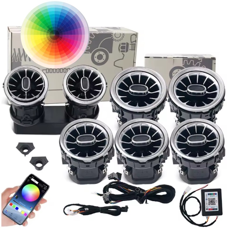 Air Vent for Mercedes W205 X253 LED 64 Color RGB Ambient Light with APP