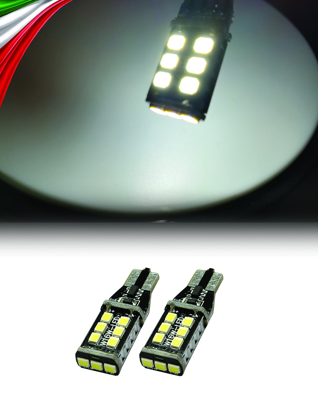 Coppia LED T10 W5W 15 LED 800 Lumens 5W Canbus Plug & Play Posizione  Interno Targa