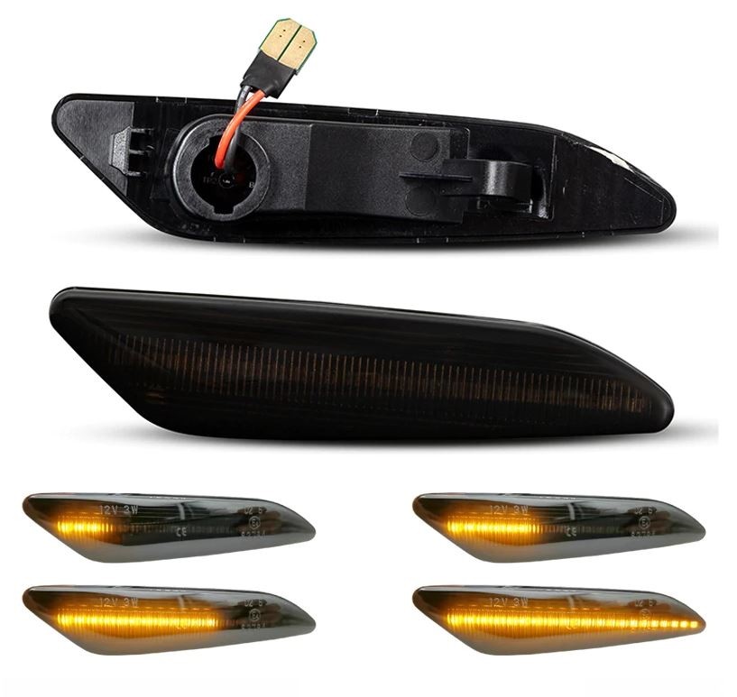 Kit Luci Frecce Laterali Dinamiche QKLsudua Per BMW E39 – LED Giallo Scorre, Nero Cristallo, 2 Pezzi