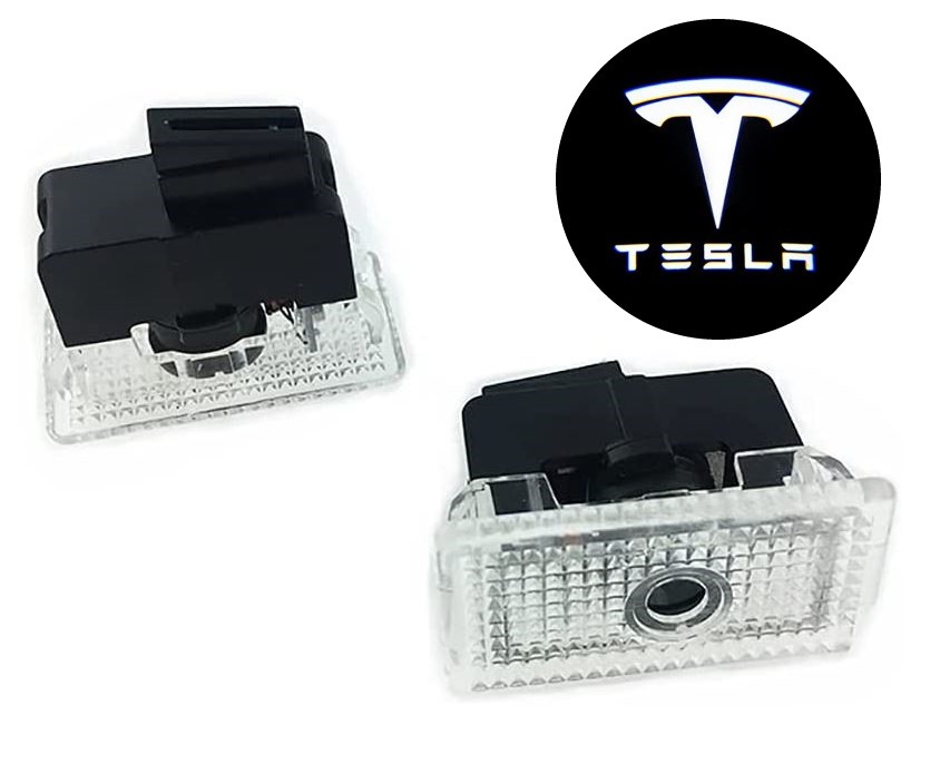 Proiettore LED Portiera Auto Con Logo Tesla - 4 Pezzi, Illuminazione Benvenuto Per Model 3/S/X