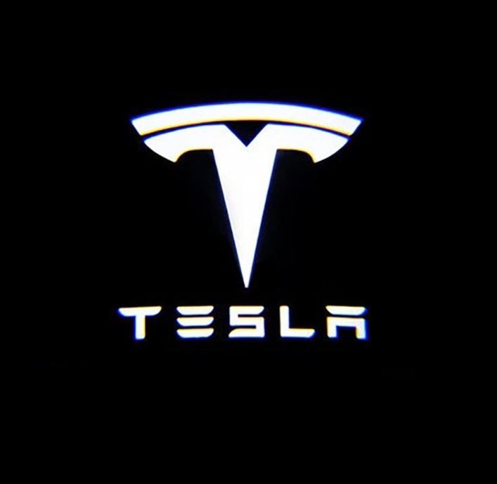 Proiettore LED Portiera Auto Con Logo Tesla - 4 Pezzi, Illuminazione Benvenuto Per Model 3/S/X
