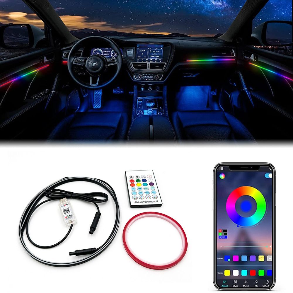 Kit RGB Acrylic USB e WIFI LED Light 110 CM Interni Auto Decorativa Fibra  Ottica Cruscotto