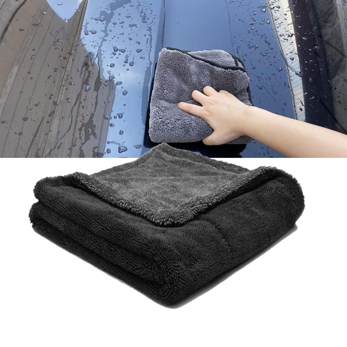 Asciugamano in microfibra per auto, ultra assorbente, panno in microfibra per asciugare l'auto con bordi rinforzati antigraffio, assorbe senza sforzo sporcizia, liquidi, sporco