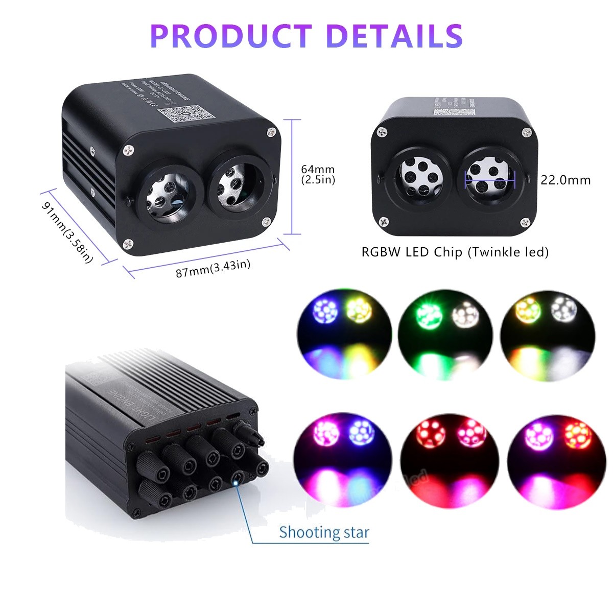 Kit Luci Fibra Ottica Stella Soffitto - Controllo APP Bluetooth, 200 Fibre Da 2m, RGBW, Con Modalità Musica E Timer - Foto 6